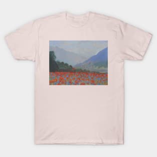 Red poppies in Swiss Alps in Maienfeld T-Shirt